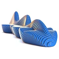 Modern Blue Public Chair With Wavy Striped Design And Artistic Curved Shape