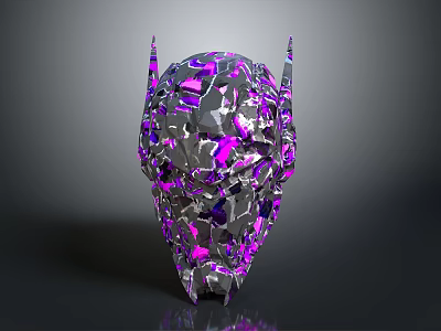 Abstract Purple Silver Crystal Sculpture With Geometric Facets And Sharp Edges 3d model