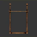Detailed Wooden Bridge Model With X Shaped Support Frames And Railings