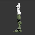 Futuristic Green Armored Mechanical Boots With Reflective Surface And Detailed Design