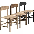 Two Oak Wooden Frame Leisure Chairs With Woven Seat And Minimalist Design