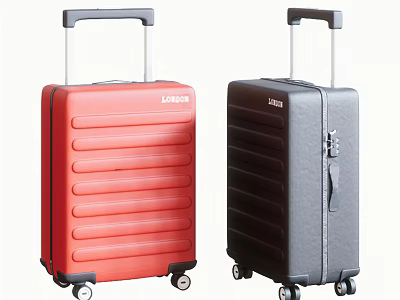 Modern Red And Black Hard Shell Suitcases With Telescopic Handle And Rolling Wheels 3d model