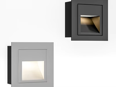 Modern Square Design Wall Lights In Gray And Black With Indoor Lighting 3d model