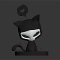 Black Cat Shaped Decorative Ornament Figurine Set With Modern Style Glowing Eyes And Metallic Base 3d model