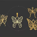 Elegant Golden Butterfly Jewelry With Intricate Patterns And Reflective Surfaces