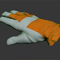 White Leather Palm And Orange Canvas Work Gloves With Reinforced Stitching 3d model