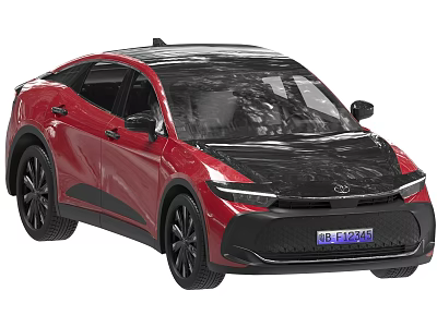 Red Electric SUV Coupe With Modern Design Black Roof And Black Wheels 3d model