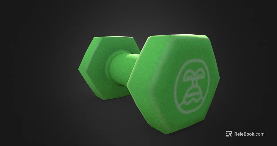 Green Hexagonal Dumbbell With Logo For Fitness Training Equipment 3d model 