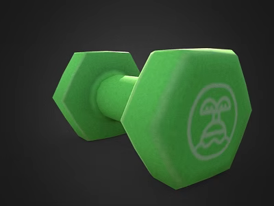 Green Hexagonal Dumbbell With Logo For Fitness Training Equipment 3d model