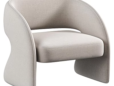 Modern Beige Accent Chair With Curved Armrests And Upholstered Sleek Design 3d model