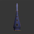 Elegant Blue Copper Harp With Pink Heart Decoration And String Details
