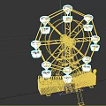 Giant Ferris Wheel Amusement Park Ride With Colorful Cabins And Metal Structure