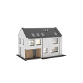 Detached Villa With White Exterior Dark Roof Solar Panels And Wooden Slatted Porch