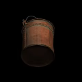Tech Exhibition Hall Displaying Brown Bucket With Black Handle Green Interior And Stitched Details