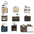 Various Modern Bedside Tables With Stylish Designs Drawers And Decorative Features 3d model