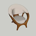 Unique Single Sofa With Curved White Backrest And Wooden Frame Design 3d model