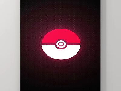 Minimalist Abstract Painting With Poké Ball Inspired Red And White Circular Design On Dark Background 3d model