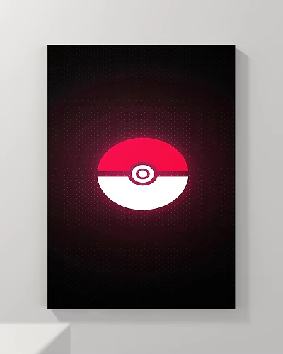 Minimalist Abstract Painting With Poké Ball Inspired Red And White Circular Design On Dark Background 3d model