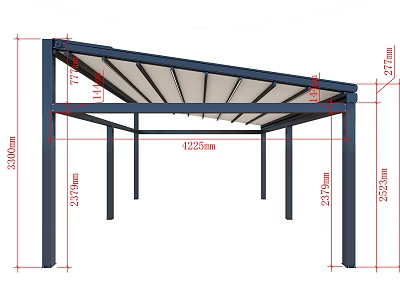 Outdoor Patio Canopy with Metal Frame and Weatherproof Fabric Dimensions 3d model