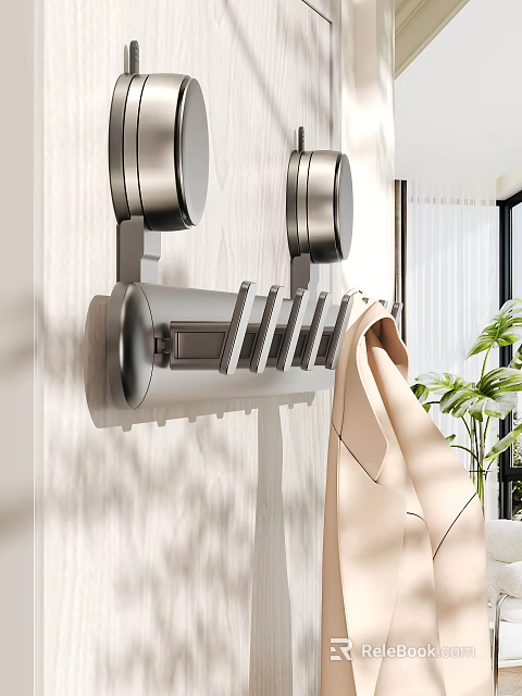Modern Bathroom Accessories Wall Mounted Metal Hook Rack for Hanging Towels and Clothes 3d model 