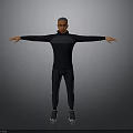 Man Standing With Arms Outstretched In Dark Long Sleeve Top And Pants
