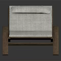 Modern Lounge Chair with White Linen Cushion and Wooden Curved Frame Design