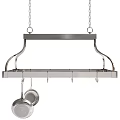 Hanging Stainless Steel Utensil Set With Cookware Pans And Hooks For Kitchen Organization