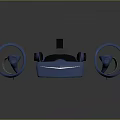 Sleek Blue VR Headset and Headphones for Modern Computer Tech Experience 3d model