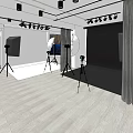 Professional Photography Studio Setup With Studio Lighting Tripods And Backdrop Cloth