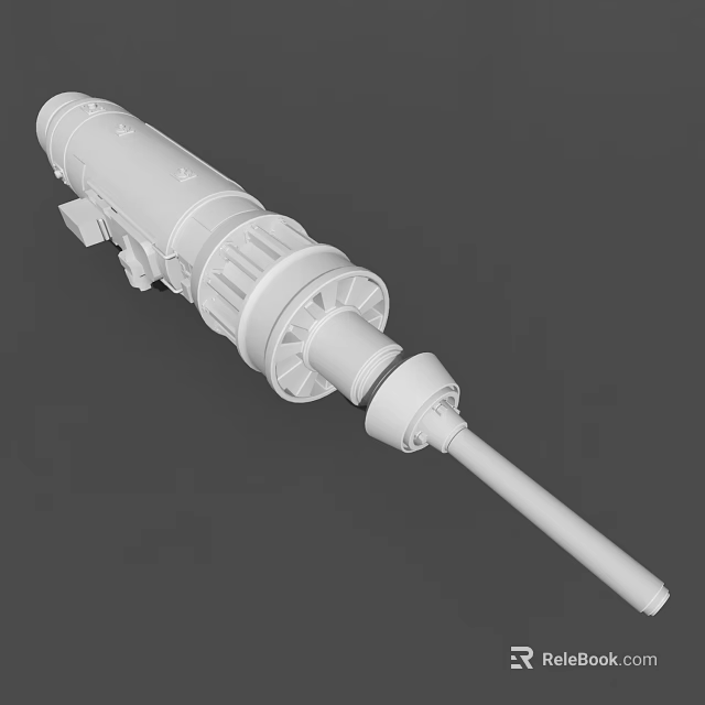 Mechanical Engineering Industrial Equipment With Cylindrical Housing Elongated Shaft And Drive Components 3d model 