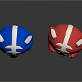 Smiling Blue And Red Tiger Cartoon Game And Movie Characters With White Stripes Orange Eyes