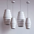 Colorful Layered Cylindrical Modern Pendant Lights With Red Beige Purple Orange Gradient Design