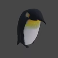 Cute Penguin With Black Head Yellow Neck And Pink Belly On Light Blue Background