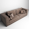 Modern double sofa brown living room 3d model