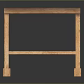 Wooden Bench With Striped Plank Top And Sturdy Legs On Reflective Surface