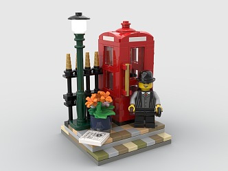 LEGO toy blocks public telephone booth public telephone booth london telephone booth 3d model