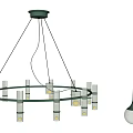 Modern Pendant Lights With Transparent Cylinders Spherical Shades Gold Accents And Black Cables