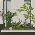 Indoor Plant Arrangement With Variety of Green Plants and Decorative Elements