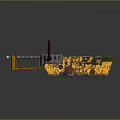Mechanical Rusted Weapon With Yellow Orange Paint And Industrial Design Texture