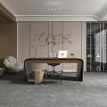 Modern Office Interior With Open Design Wooden Walls Gray Carpet Desk Computer And Leisure Sofa