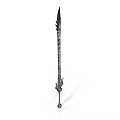 Medieval Decorative Spear With Intricate Carvings And Ornamental Handle Design