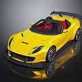 Yellow Convertible Sports Car With Red Seats Rear Spoiler And Sleek Exterior Design