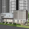 Modern High Rise Residential Buildings With Commercial Podium And Greenery