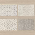 Modern Square Rugs With Diamond Crisscross Patterns In Neutral Beige Gray Tones