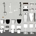 Multiple Modern Toilet Designs Featuring Wall Mounted Floor Standing And Various Styles 3d model