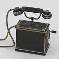 Vintage Rotary Telephone With Classic Black Body And Curved Handset Design