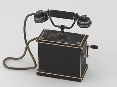 Vintage Rotary Telephone With Classic Black Body And Curved Handset Design 3d model