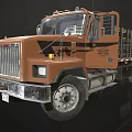 Brown Durable Utility Truck With Front Grille And Open Cargo Bed Design 3d model
