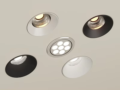 Modern Downlights And Spotlights In Black And White Ceiling Light Design 3d model