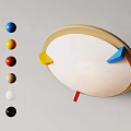 Cartoon children's retro dopamine color ceiling lamp 3d model